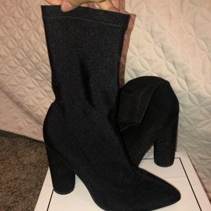 NEW BLACK HEELED SOCK BOOTS